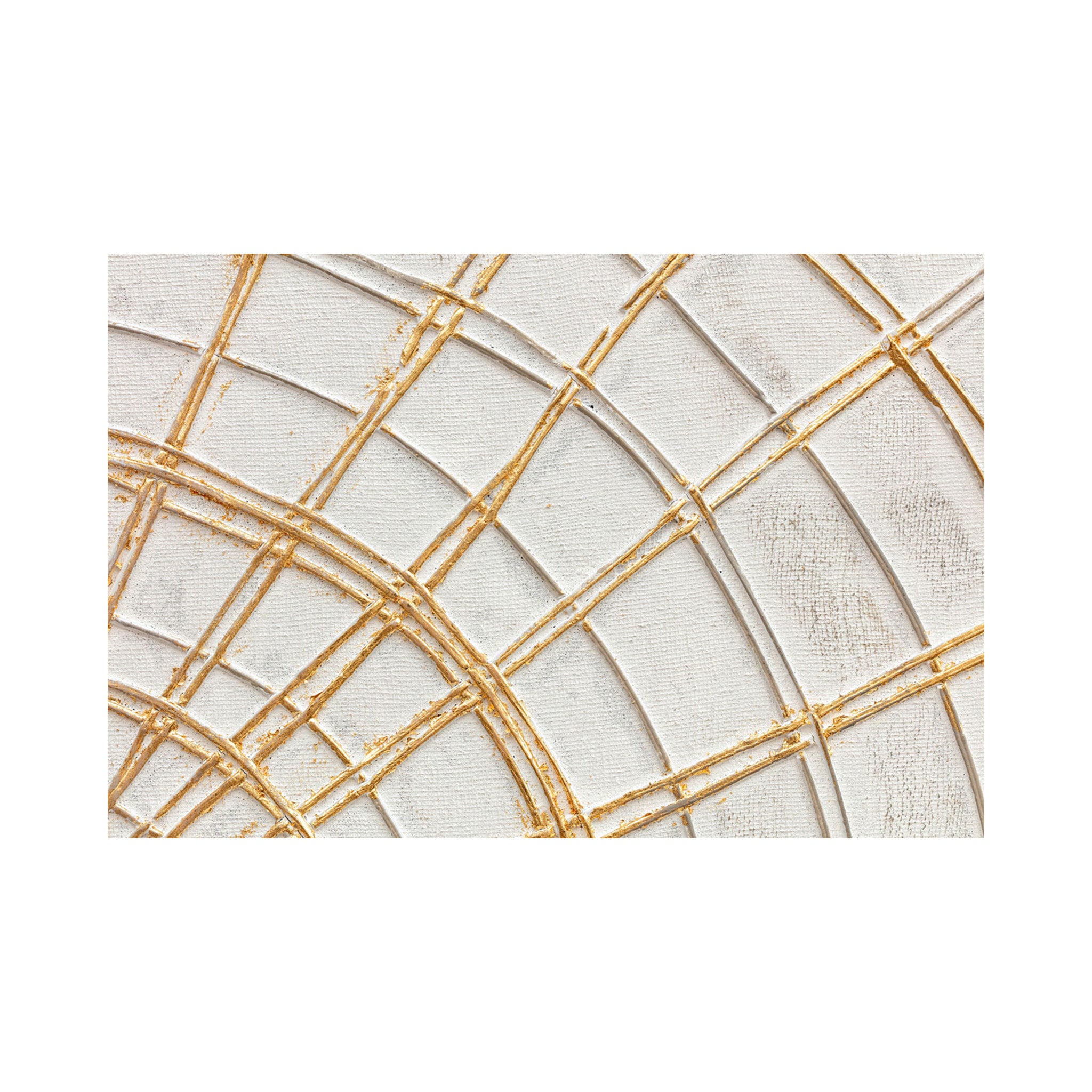 Pair of Modern Abstract Oil on Canvas in White and Gold